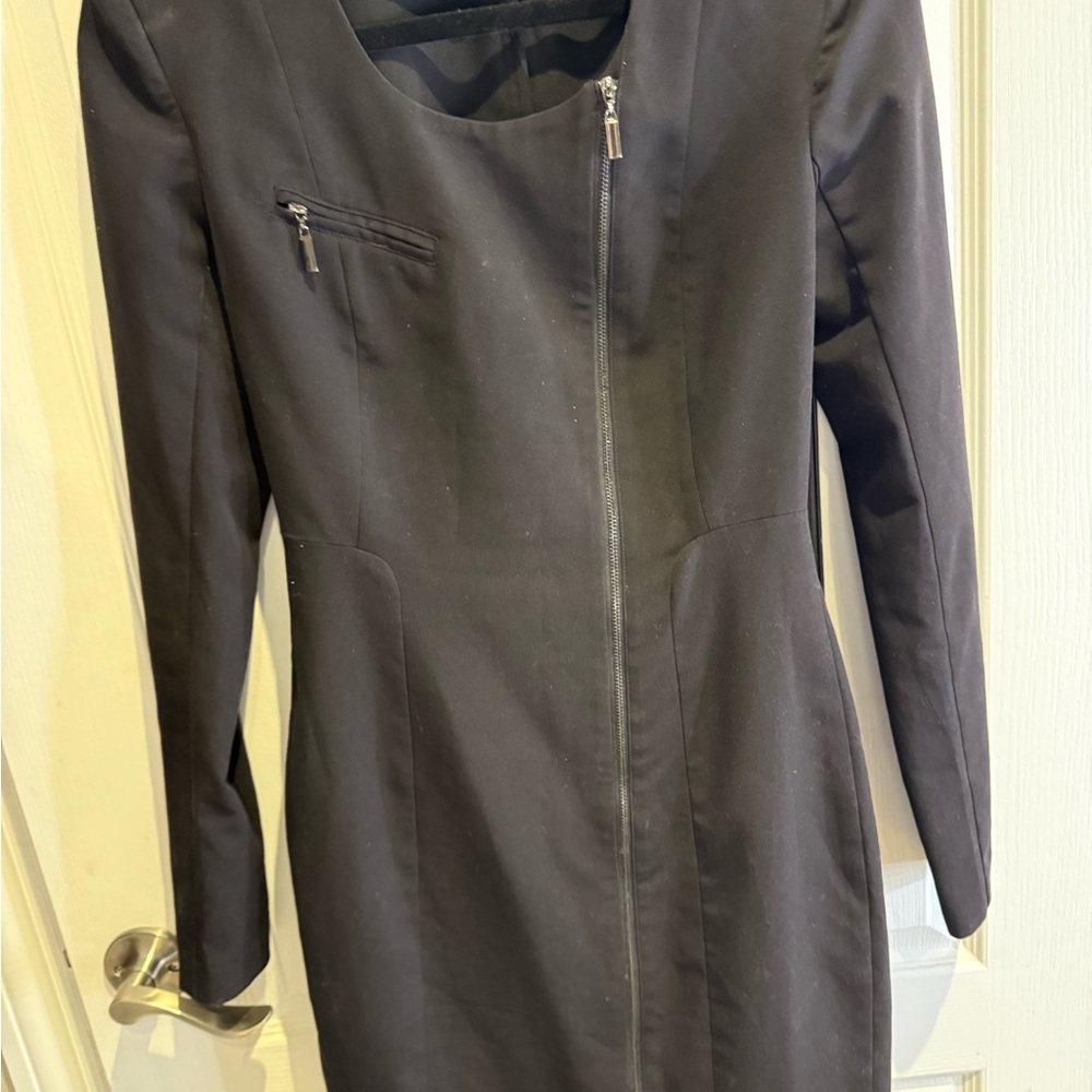 Black Halo Long Sleeve Black Dress with Zipper